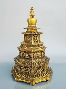 特大号佛塔摆件纯铜八卦九层方位文昌塔客厅办公室书房桌面摆件