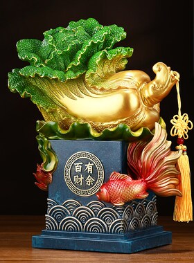 百财有余白菜摆件招财客厅入户玄关酒柜大气装饰品搬新家乔迁礼物