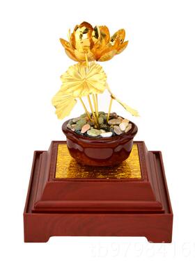 正品金箔莲花荷花设供佛金花佛前供花具装堂饰佛摆家居装饰工佛艺