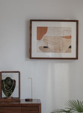 新中式黑胡桃木电表箱装饰画遮挡箱配电箱电闸盒餐厅客厅装饰画