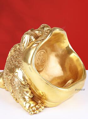 黄铜三足大嘴金蟾摆件招财进宝客厅办公室装饰品吞宝兽中式工艺品