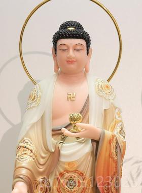 高档金玉素彩汉白西方三圣至弥陀佛玉大势观音菩萨佛像居阿家供奉