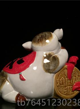高档石湾公十仔陶瓷猪摆件家居客厅关电视柜猪二生肖装饰品乔迁玄