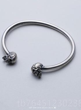 高档主师208款创S9215纯原银手工制作小骷髅新头手镯
