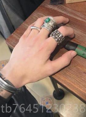 高档不同银 匠原创高桥盾925纯银开口手镯复古安泰银齿锯印第男女