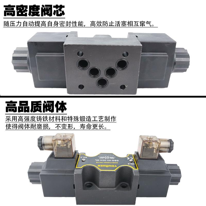 液压双向电磁换向阀单双头DSG-03-3C2/3C4/3C6 DC24/220V三位四通 - 图2