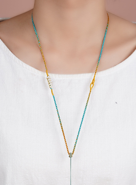 藏式千里江山彩色手工编织桃花结挂绳唐卡蜜蜡玉石翡翠项链吊坠绳