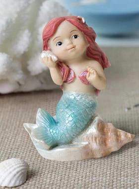 高档美人鱼鱼装饰造景小摆件箱水族小内饰景观型创意树脂环保材缸