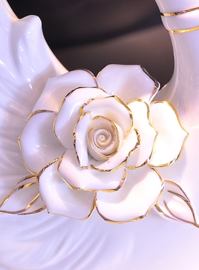 欧式陶瓷天鹅大摆件结婚礼物新婚庆客厅I卧酒柜家居工艺装饰送礼