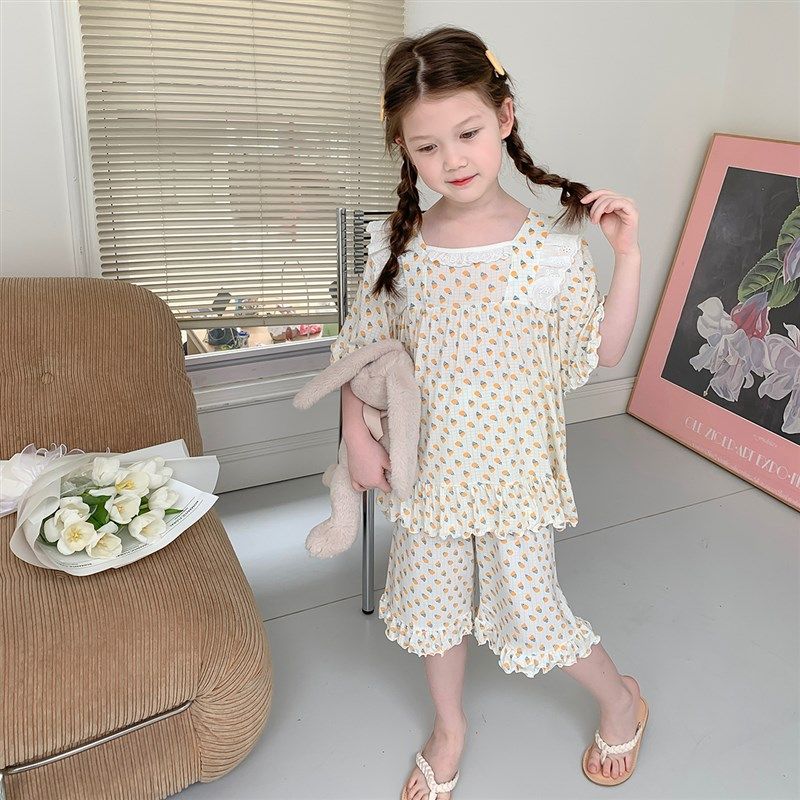 布丁哈鲁童装女童家居服套装儿童睡衣2024夏季新款洋气宝宝夏装小,淘宝优惠券,粉丝福利购,淘宝优惠卷