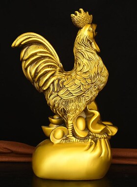 精选铜公鸡摆件铜鸡生肖鸡金鸡报晓家居装饰品办公室桌面工艺品金