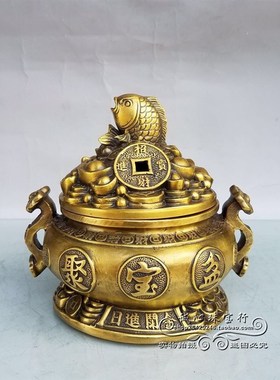 纯铜金蟾聚宝盆摆件转运招财客厅家居财位店铺开业存钱罐摆设