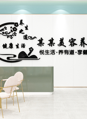 美容养生spa馆按摩店背景墙面装饰画广告形象墙贴纸logo设计店名