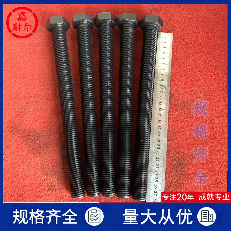 12.9级GB5783全螺纹螺丝杆m24xM27M30X180x220加长全牙六角头螺栓 - 图1