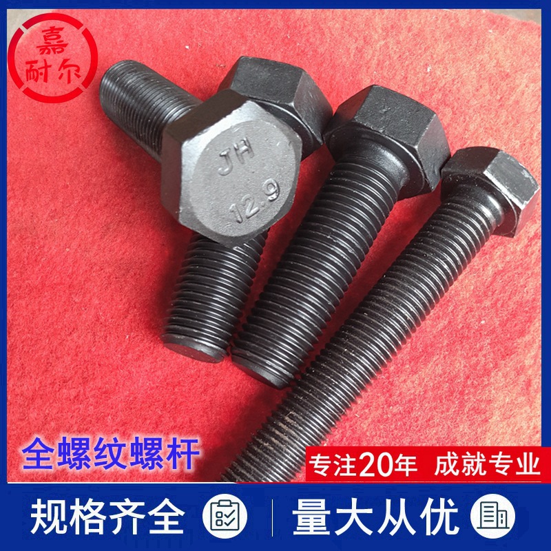 12.9级GB5783全螺纹螺丝杆m24xM27M30X180x220加长全牙六角头螺栓 - 图0