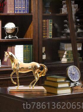 正品轻奢黄铜铜马摆件 书马到成功房开业品桌面办公室礼全家居装