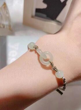 环环相扣新款手链女生小众双环平安扣手编手串珍珠手绳闺蜜礼物