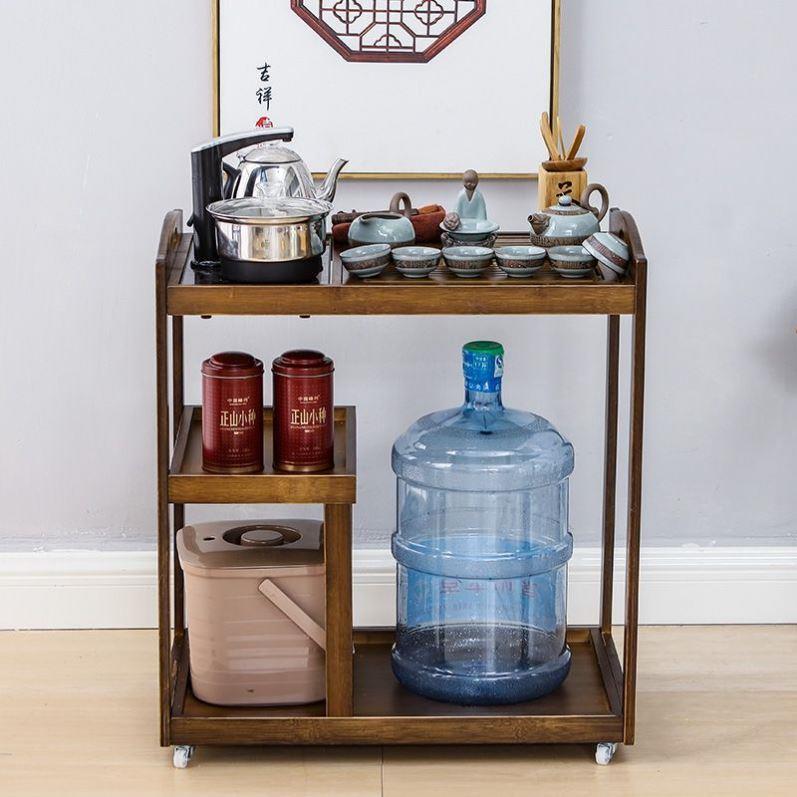 茶车功夫茶台泡茶桌家用现代小茶水柜移动带轮客厅烧水壶一体茶具 - 图0