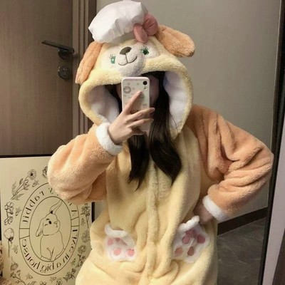 Y 秋冬季保暖珊瑚绒睡衣女加厚加绒中长款睡裙睡袍大码家居服