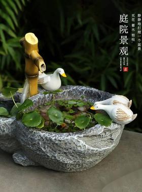 微景观鱼缸流水瀑布生财办公室客厅喷泉水景假山盆景创意桌面摆件