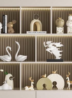 高级感小众摆件中古风客厅酒柜软装2025新款老板办公室书架装饰品