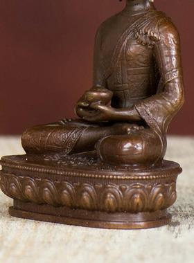 阿弥陀佛 台湾现代铜像摆件铜彷古精工7cm三世佛随身佛小铜像