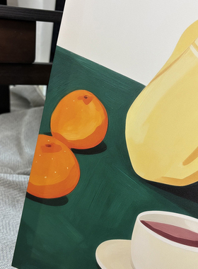 下午茶肌肉男小资装饰画卡通平面氛围感画喷绘客厅工作室艺术画框