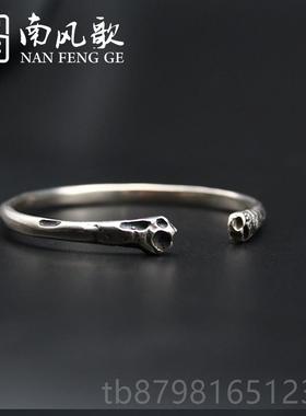 高档风歌 侣原创设计肋骨》手镯 925《纯银南情 学生 男女