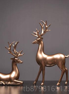 高档鹿一对美式摆家居关办公件室摆设柜简约现代客玄厅酒柜电视装