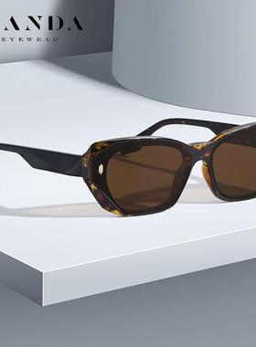 外贸个性潮流太阳镜女士猫眼不规则偏光墨镜910可调节板材镜腿