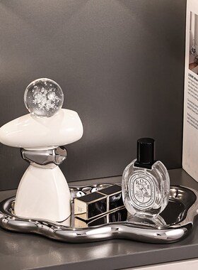 时来运转钥匙收纳摆件轻奢玄关入户进门口首饰手饰托盘装饰品