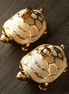 招财金钱陶瓷龟镀金家居摆件工艺品电视桌面玄关酒柜装饰品送礼