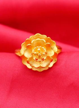 越南沙金花开富贵女士戒指