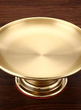 秦歌全铜供佛供具套装摆件素面拉丝铜香炉家用花瓶供水杯供果果盘