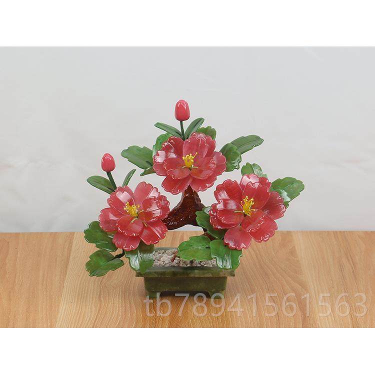 高档天然玉牡丹花盆玉景关摆件家居石家饰客厅电视柜玄新中式雕工,淘宝优惠券,粉丝福利购,淘宝优惠卷