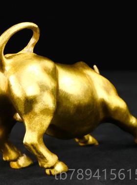 高档华尔炒街铜牛摆件铜办公艺室生纯肖牛装饰品开业股金牛工摆设