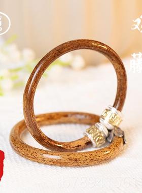 高档藏无节鸡血藤阳约藤纯香银六字箴言西郁金手镯简民族男女学生