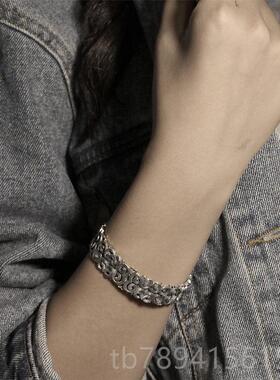 高档蒙客银镯手镂空复古手子民族风吉祥云纹满雕银镯窄版纯银环情