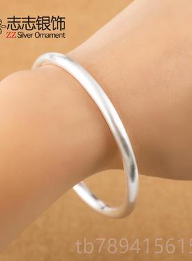 高档古法传承999银纯镯实女简手约情侣网红款心手工定制送女友母