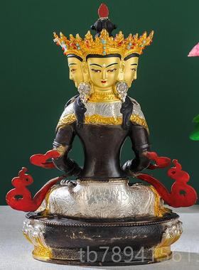 高档宗日如来佛像摆件黄铜色鎏金银藏古传密10大寸居家供奉佛大日