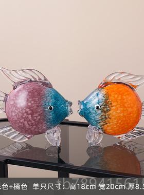 高档简高档琉璃鱼璃摆家件轻奢风居装饰品现代约酒柜玻高级感客厅