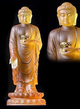 古法琉璃阿弥陀佛菩萨东林大佛佛堂寺庙供奉站立站像高端桌面摆件