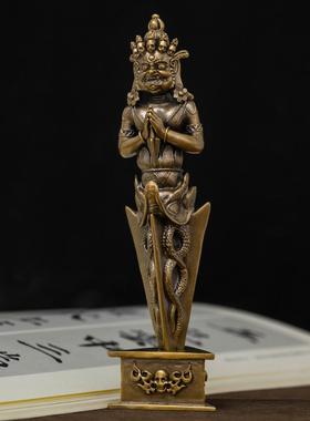 简修行莲师普巴金刚橛纯黄铜普巴金刚杵法器摆件手把件大号随身像