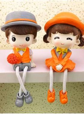 房间书柜置物架装饰品儿童房酒柜家装摆设创意吊脚娃娃家居小摆件