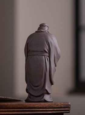 中式禅意紫砂历史人物孔子像孔夫子摆件家居书房博古架装饰礼品
