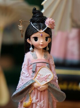 中式古风少女汉服女孩装饰品古装国风人物桌面闺蜜生日送礼物摆件