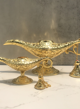 阿拉丁神灯模型金属许愿艺术摆件复古欧式工艺品儿童祝福礼物摄影