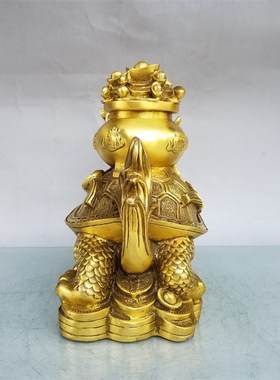 纯铜聚宝盆龙龟摆件旺财纳福祝福客厅电视柜办公室桌面工艺品包邮