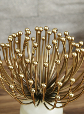 欧式金属摆件葵花摆件大理石美式家居装饰饰品样板间欧式客厅摆件