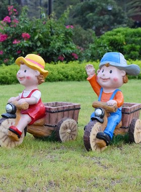 户外园林卡通人物花缸装饰摆件花园庭院景观雕塑小品可爱动物蜜蜂